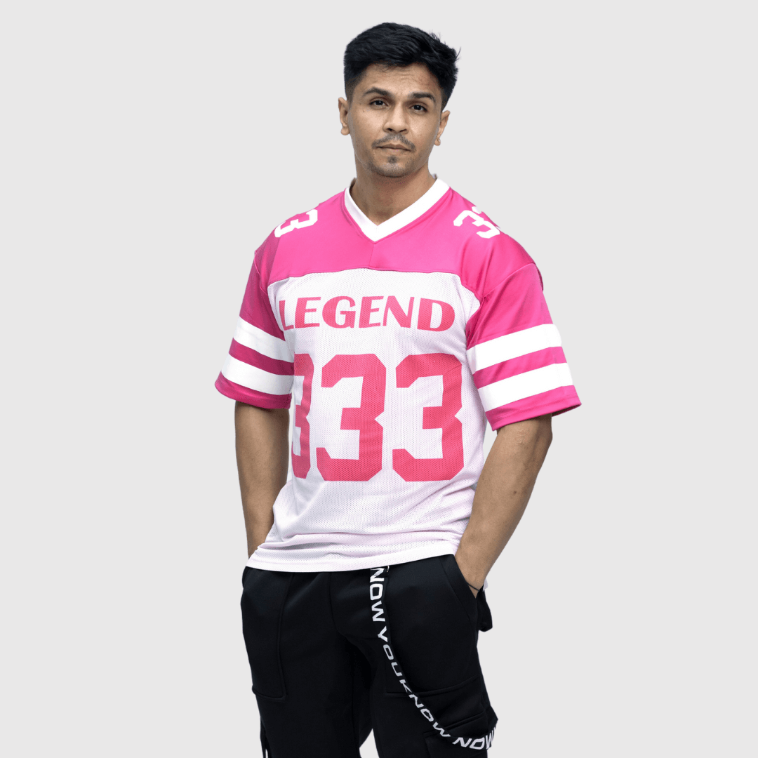 Pink Printed Oversized Fit Sports T-Shirt
