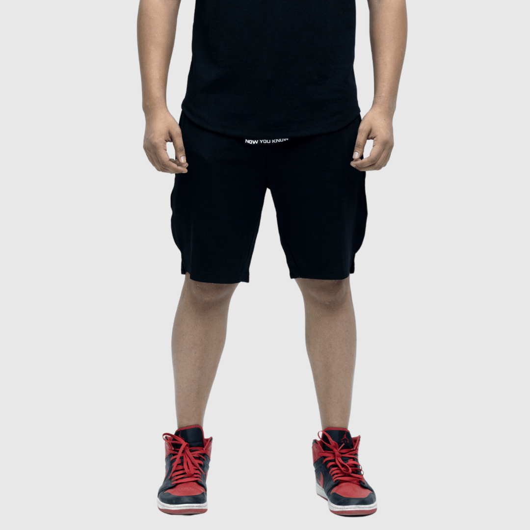 Black Textured Comfortable Fit Shorts