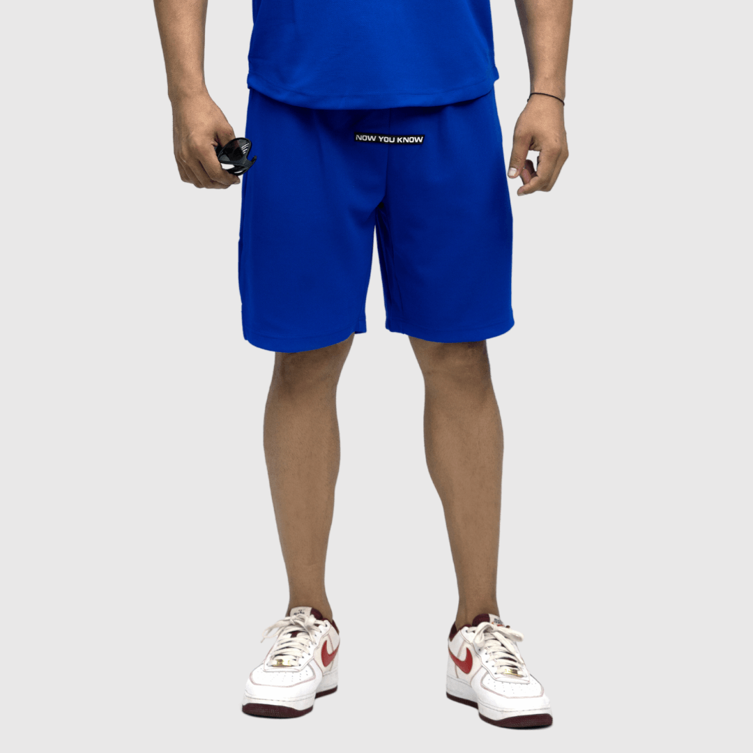 Blue Textured Comfortable Fit Shorts