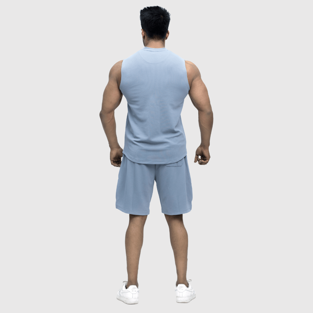 Grey Textured Comfortable Fit Sleeveless T-Shirt
