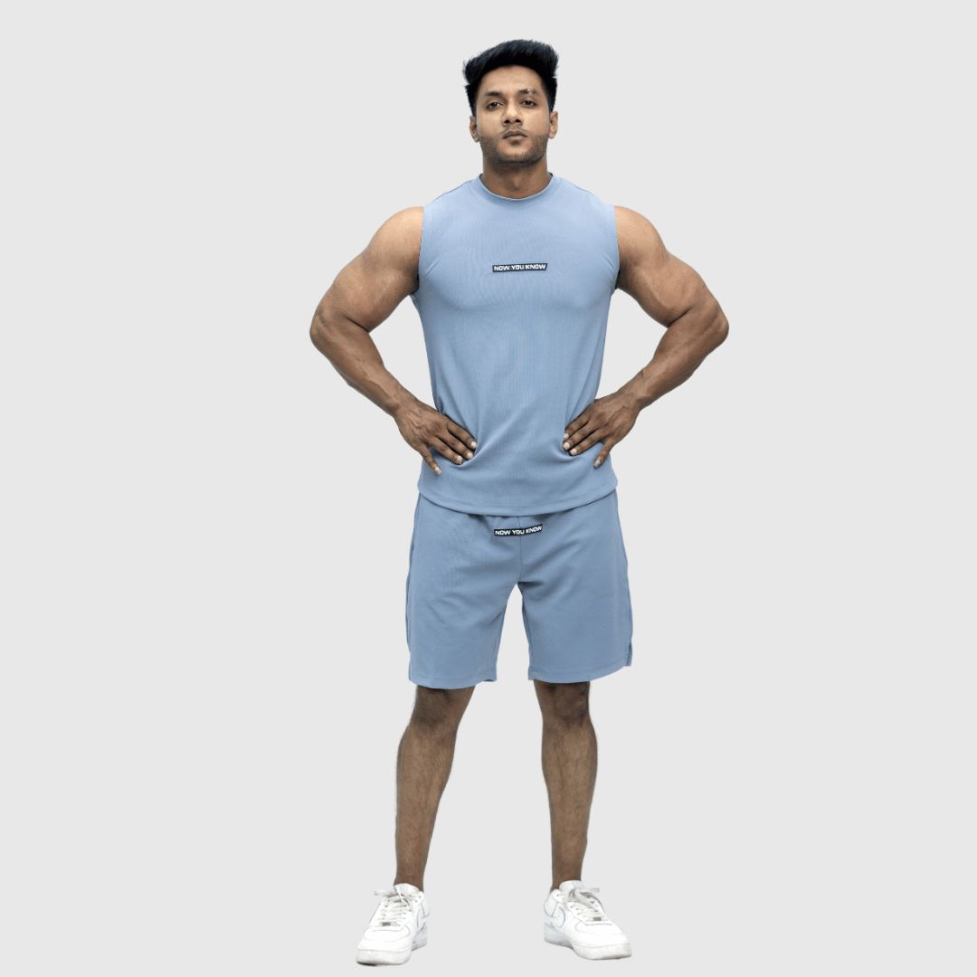 Grey Textured Comfortable Fit Sleeveless T-Shirt