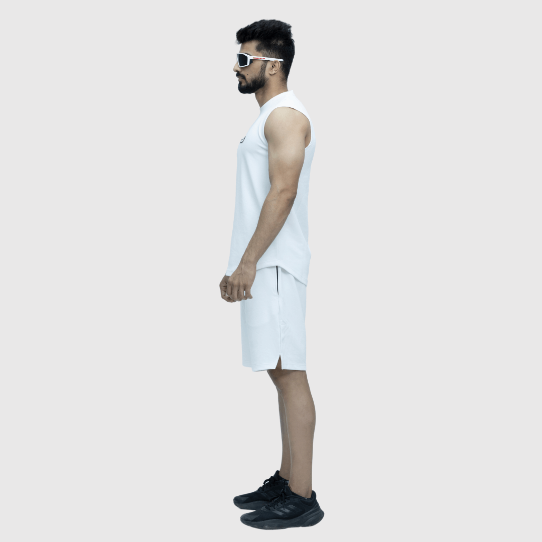 White Textured Comfortable Fit Shorts