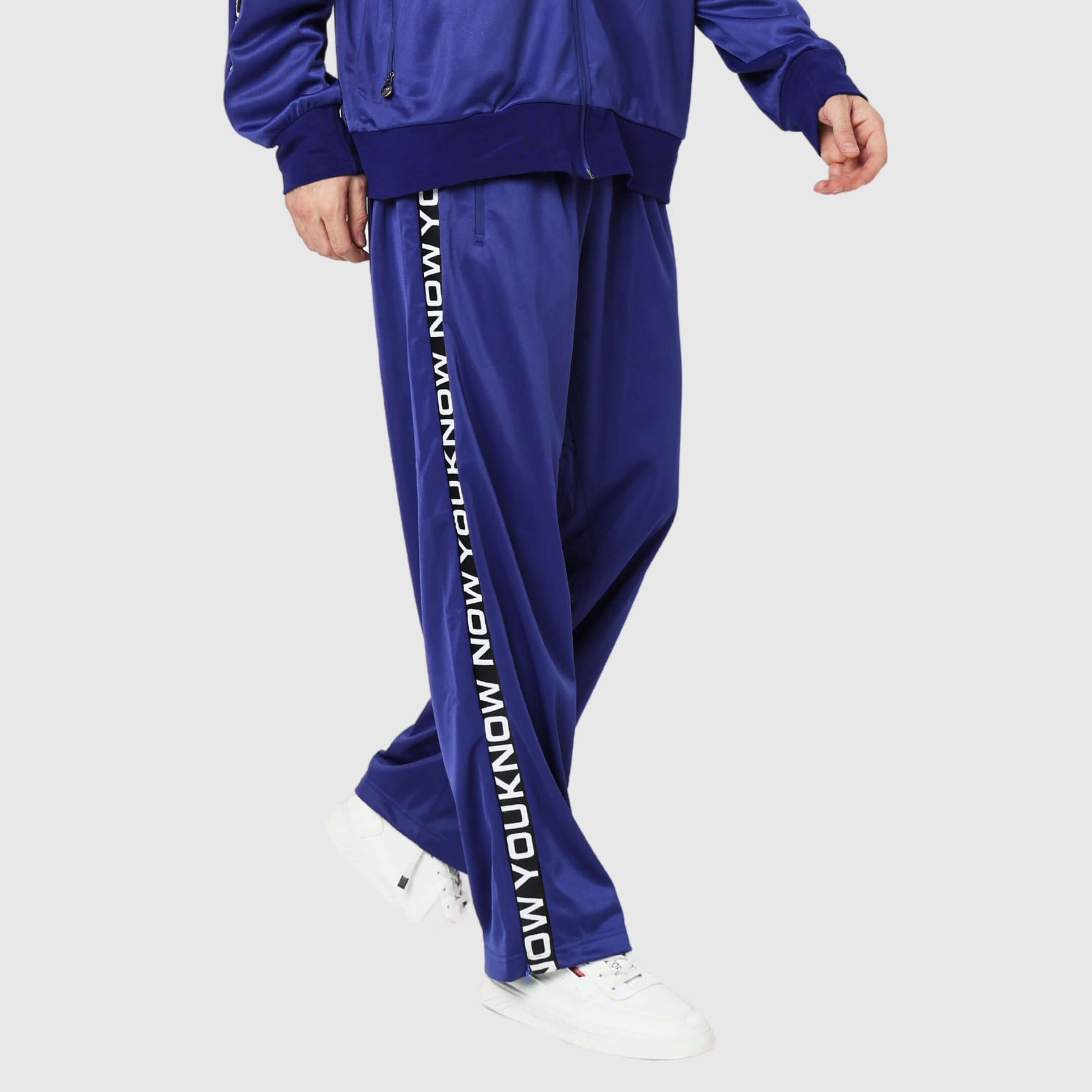 Blue Solid Straight Fit Track Pants