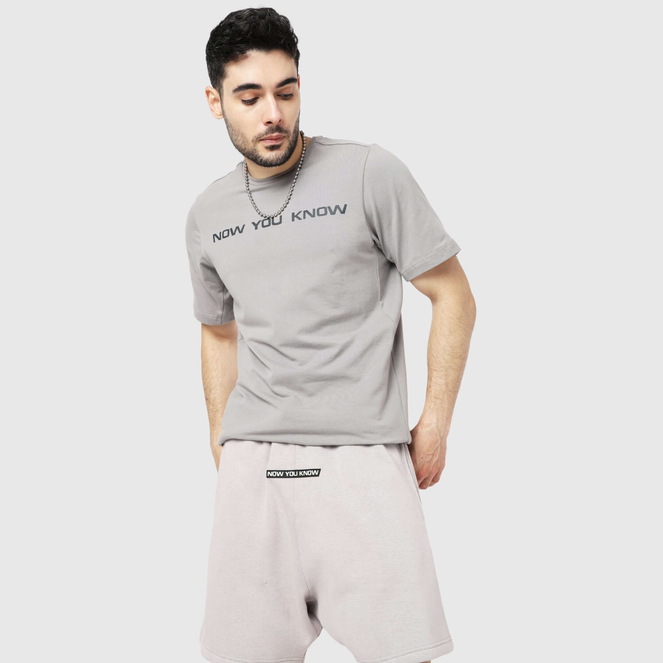 Grey Solid Relaxed Fit Shorts