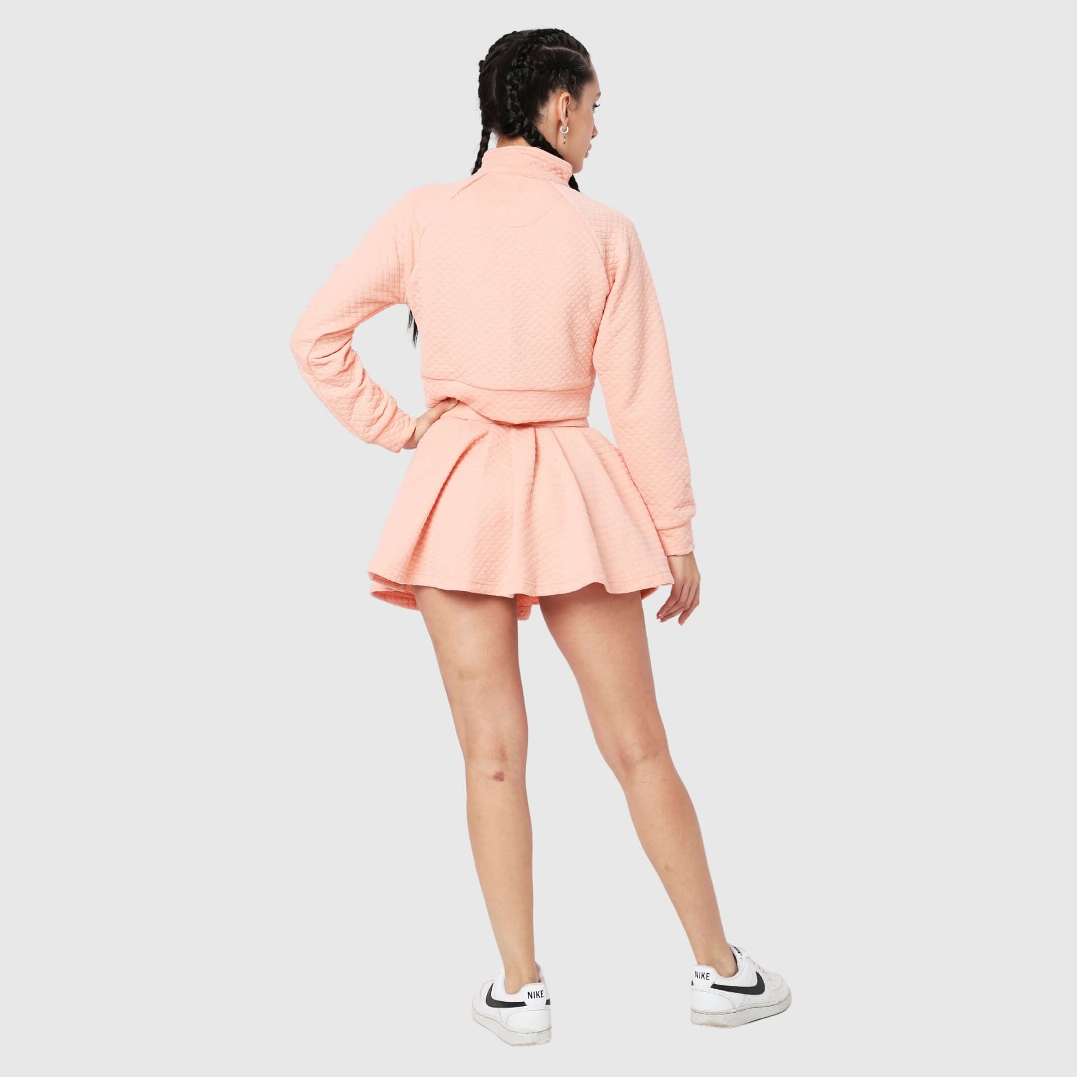 NYK Quilted Flared Tennis Skirt - Peach
