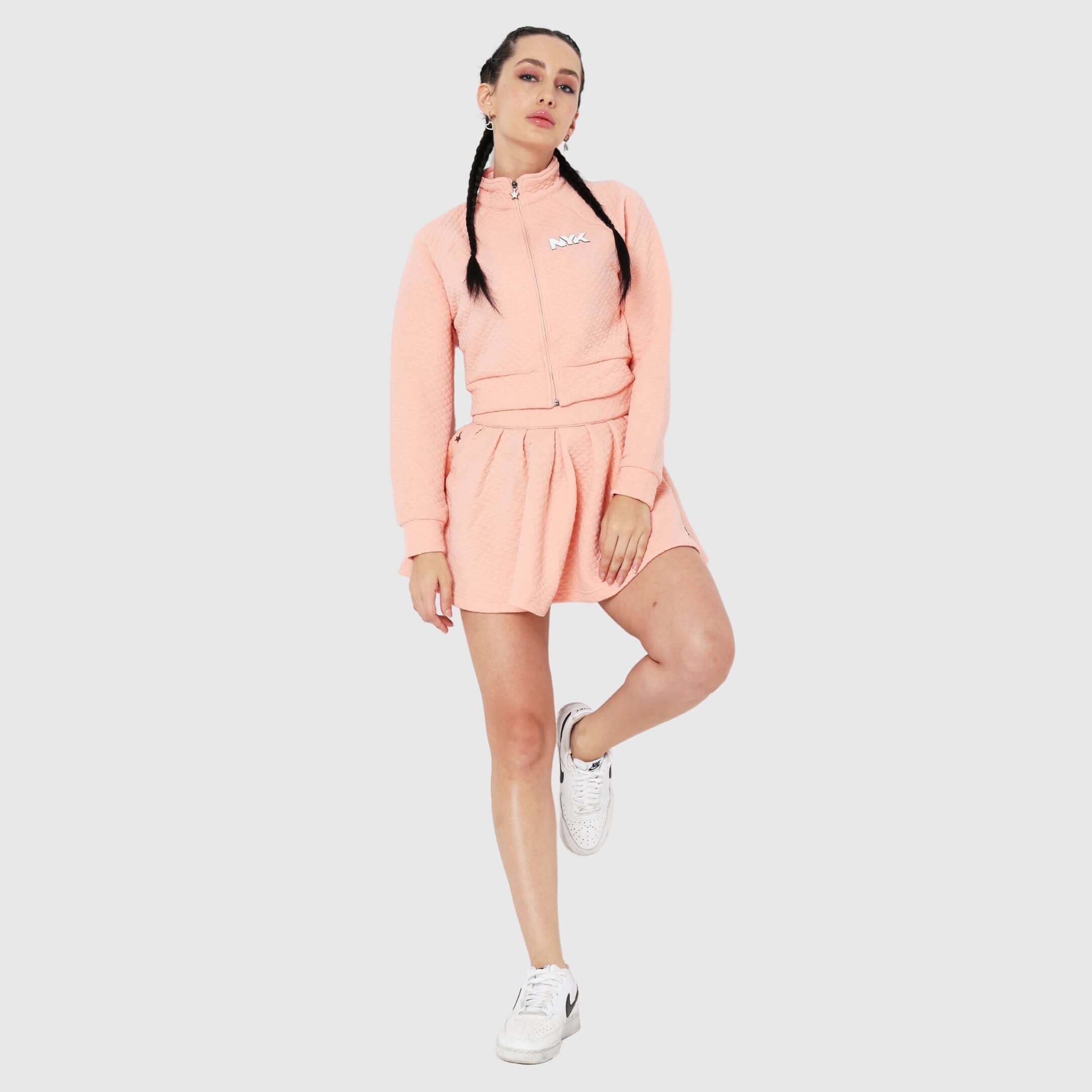 NYK Quilted Flared Tennis Skirt - Peach