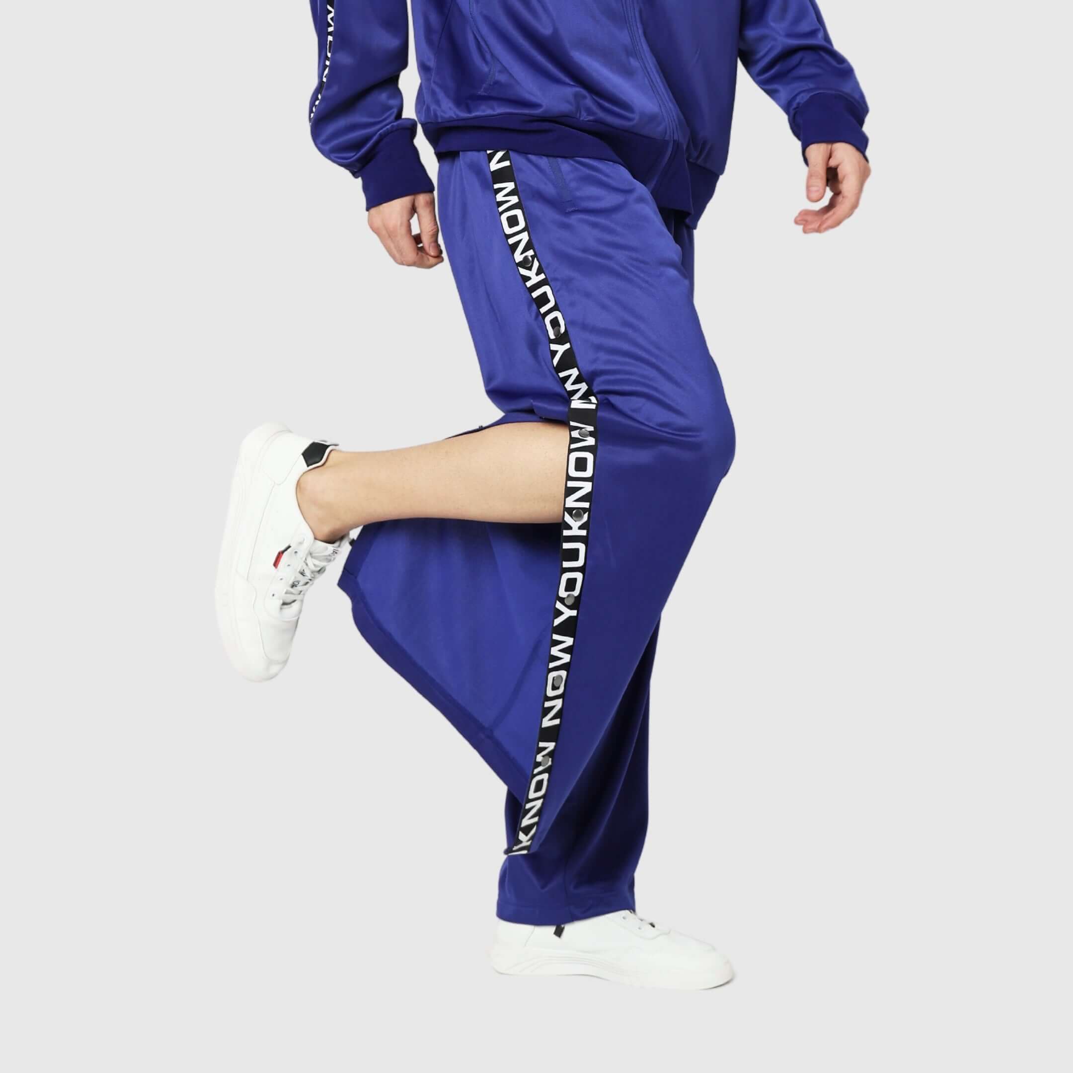 NYK Polyester Snap Button Track Pants - Blue