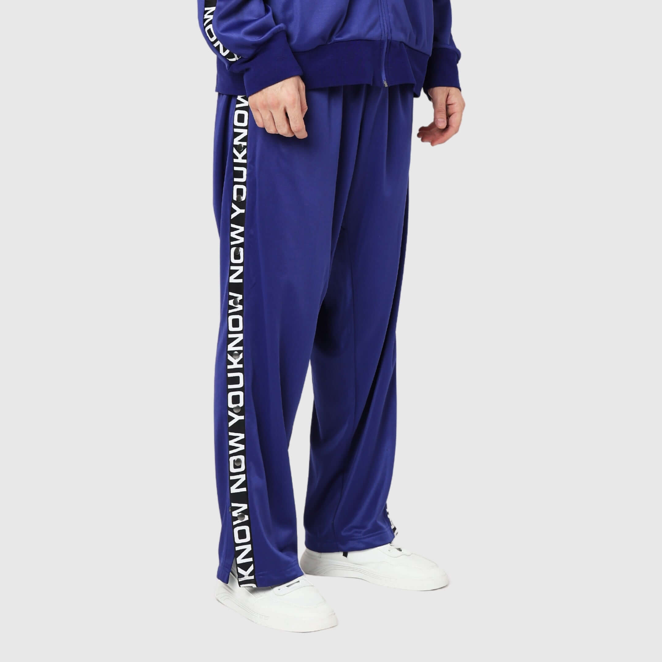 NYK Polyester Snap Button Track Pants - Blue