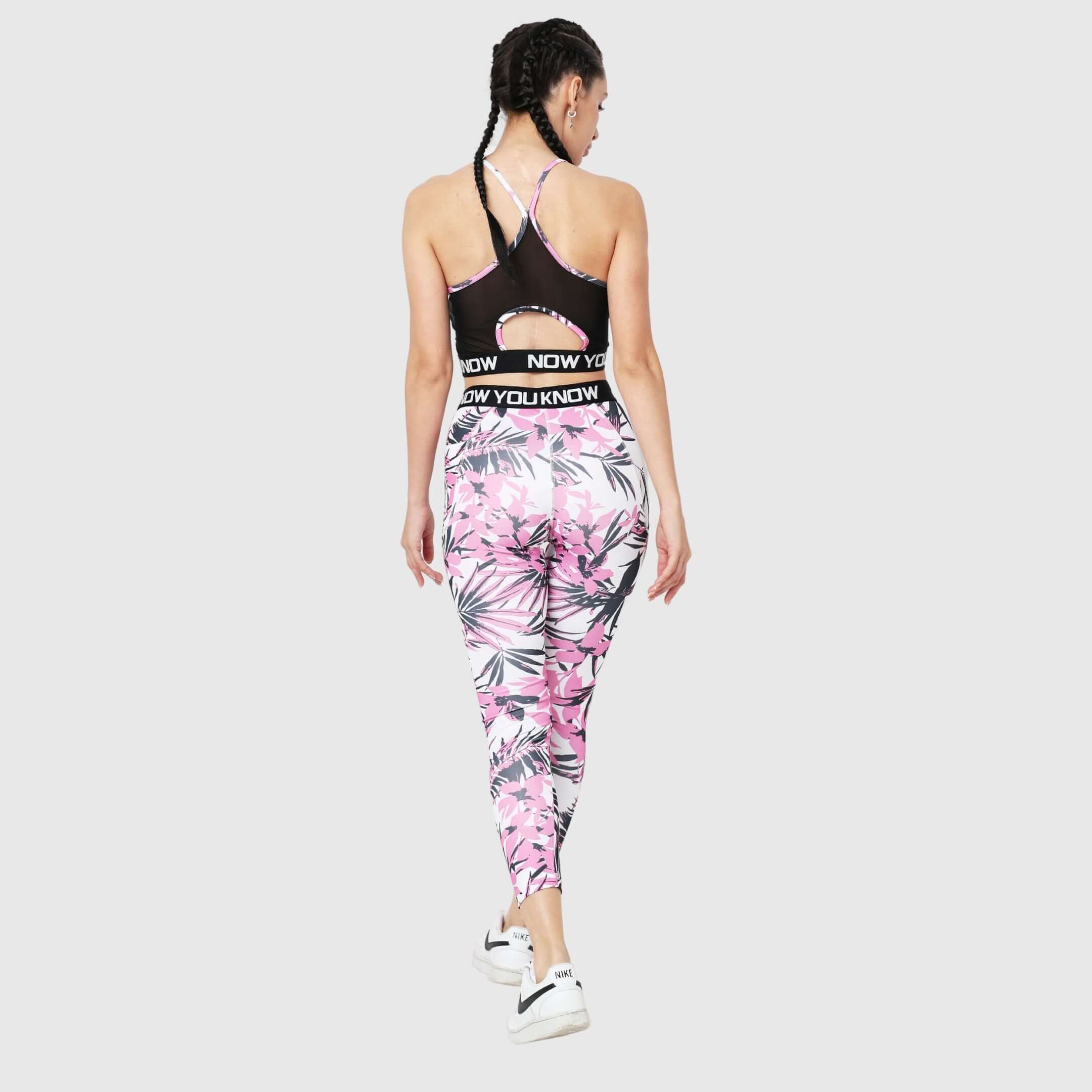 NYK Printed Low-Impact Mesh Sports Bra & High Waist Gym Tights
