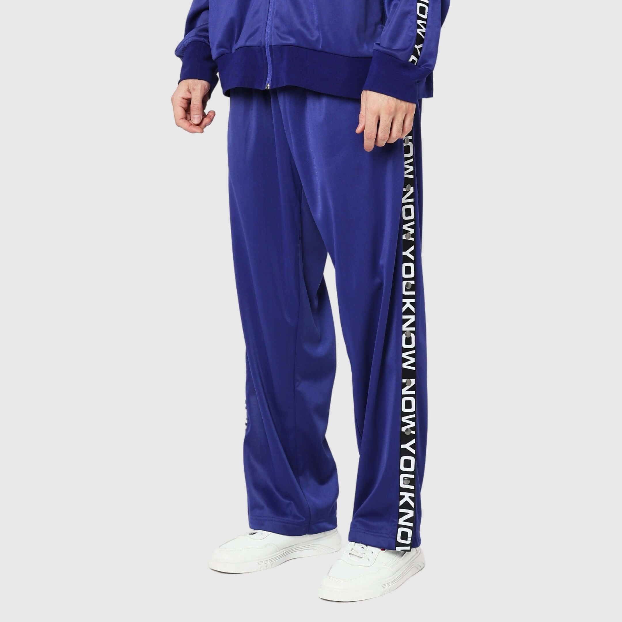 NYK Polyester Snap Button Track Pants - Blue