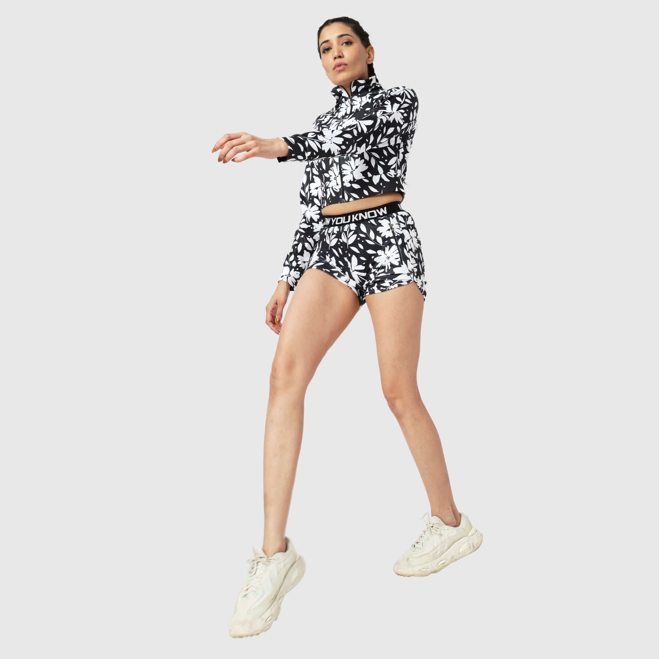 NYK Black And White Fitted Crop Jacket