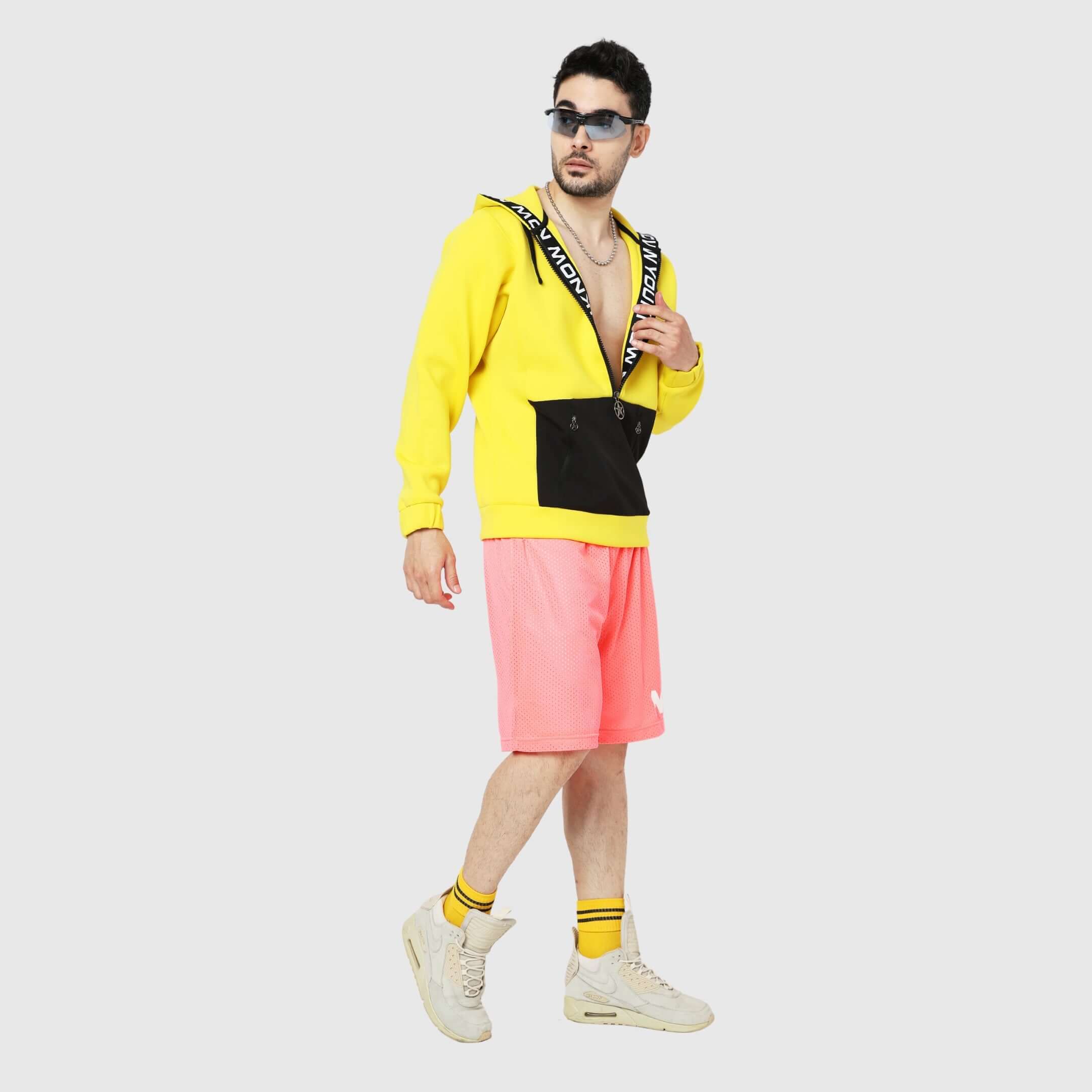 Pink Solid Relaxed Fit Shorts