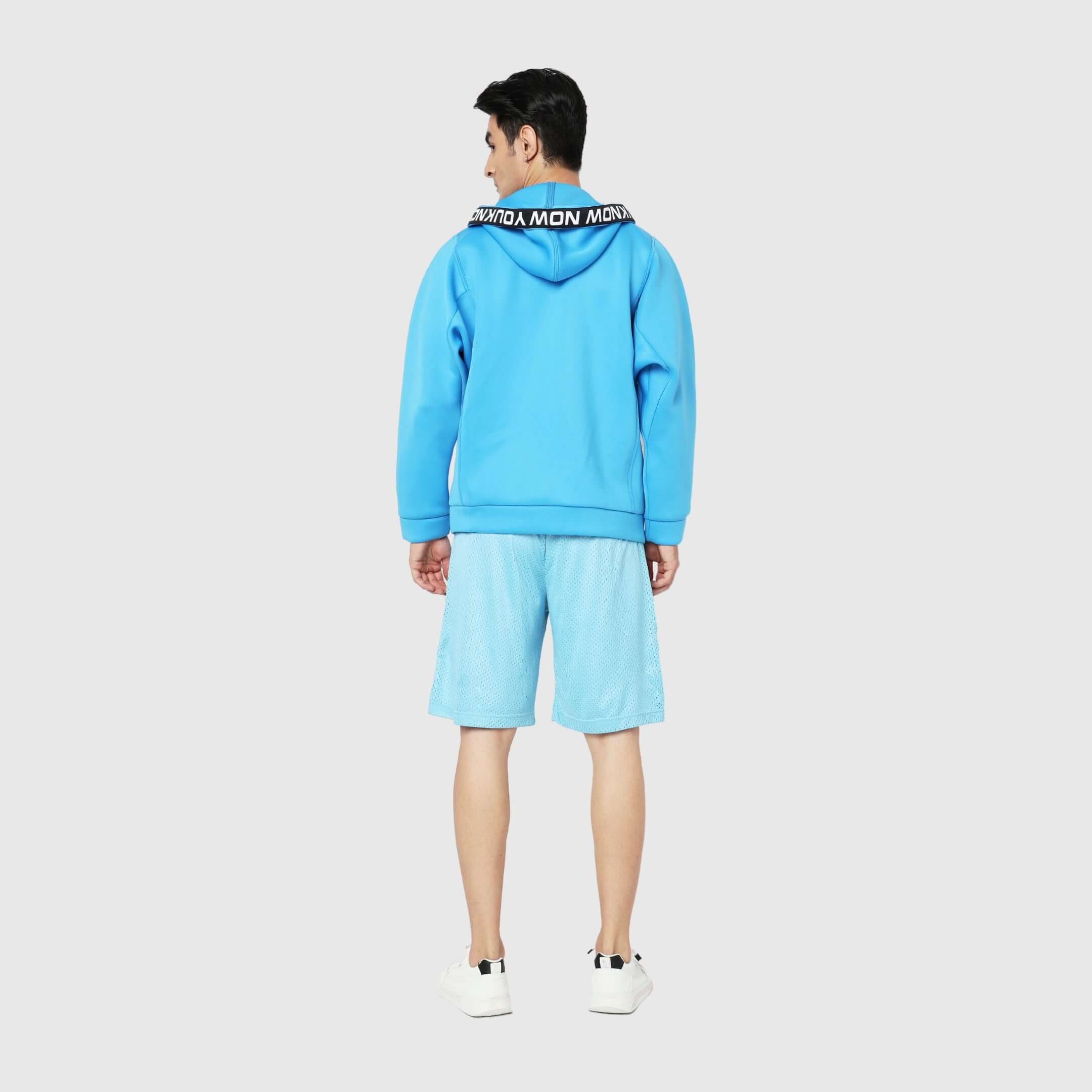 Cyan Solid Comfortable Fit Zipper Hoodie