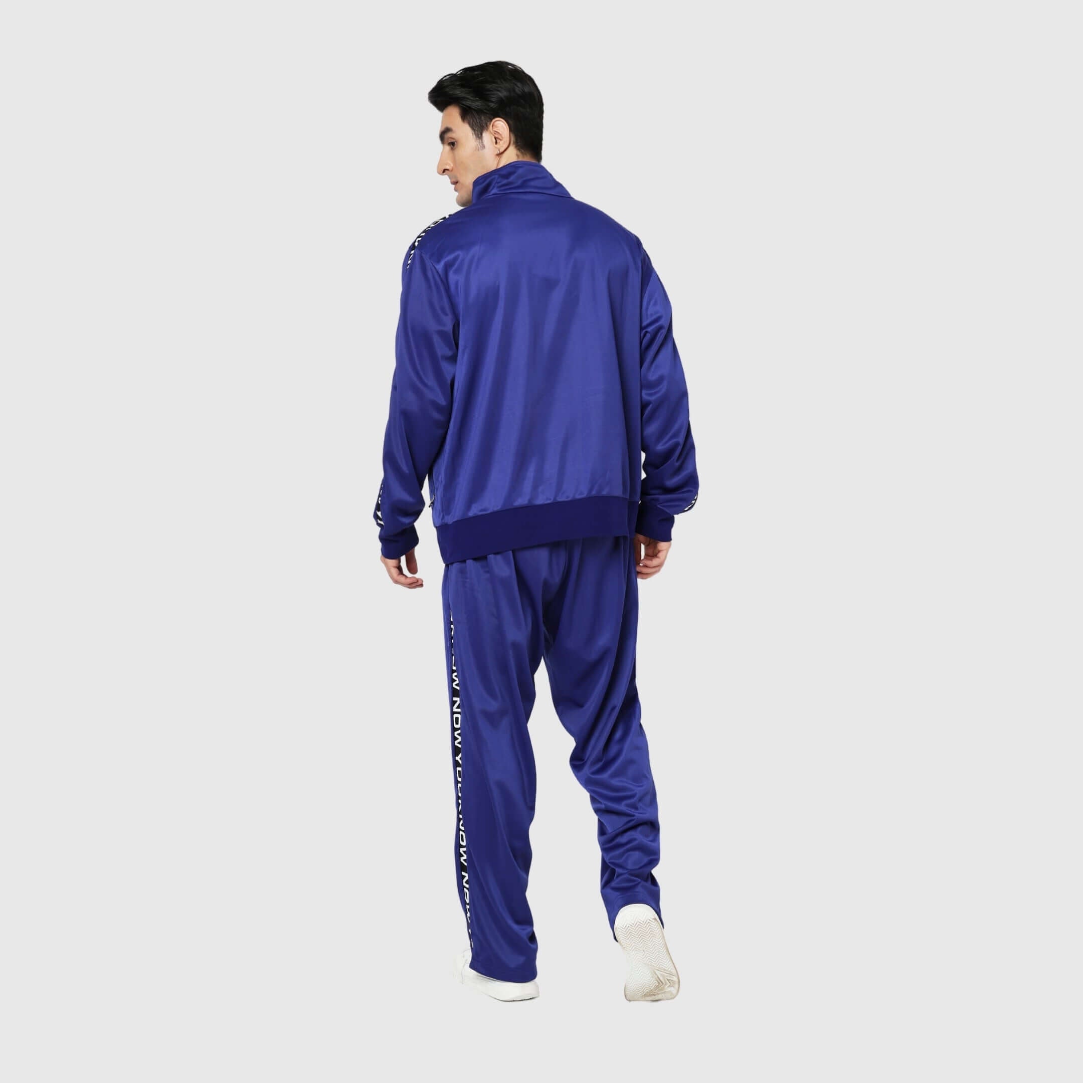 Blue Solid Straight Fit Track Pants