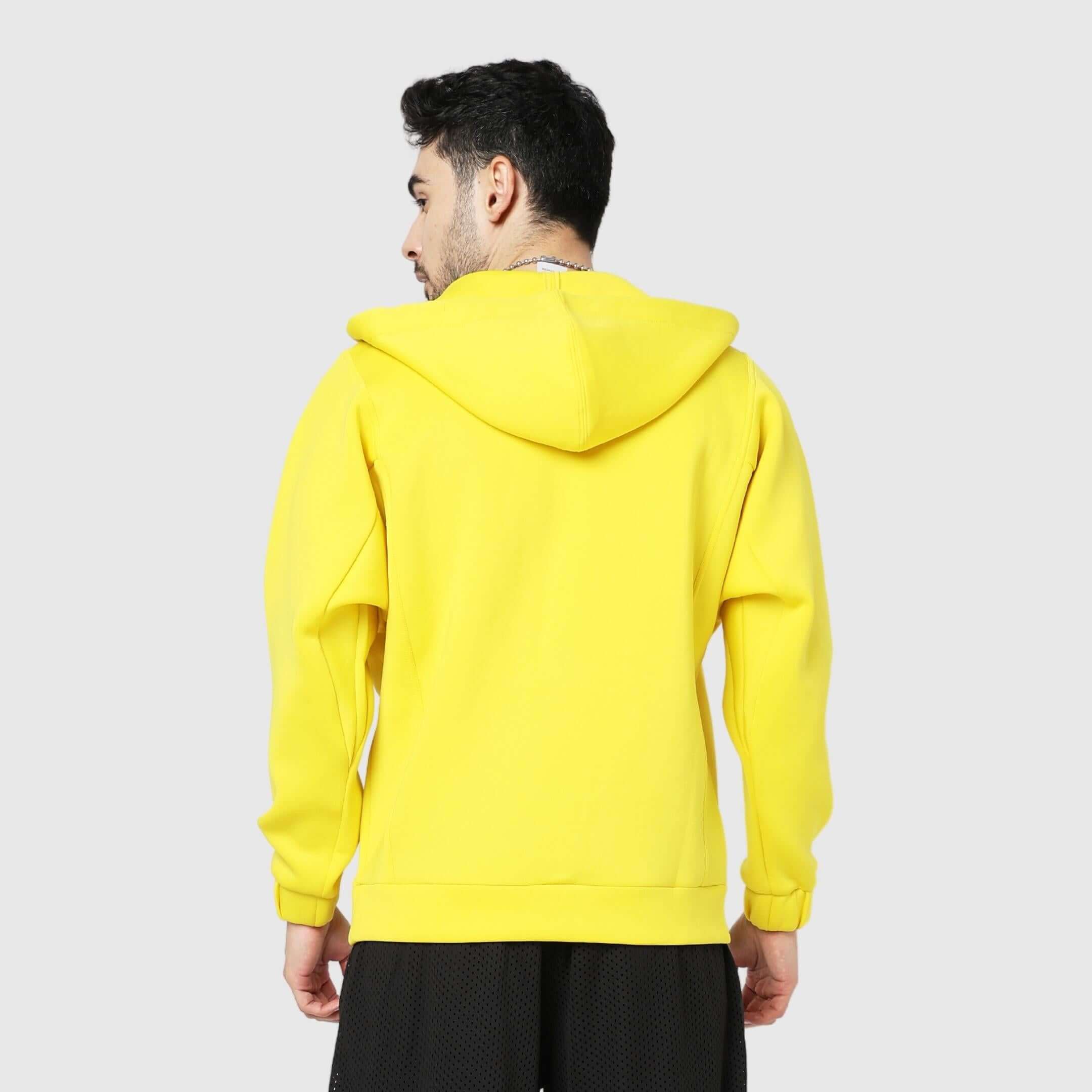 Yellow Solid Comfortable Fit Zipper Hoodie