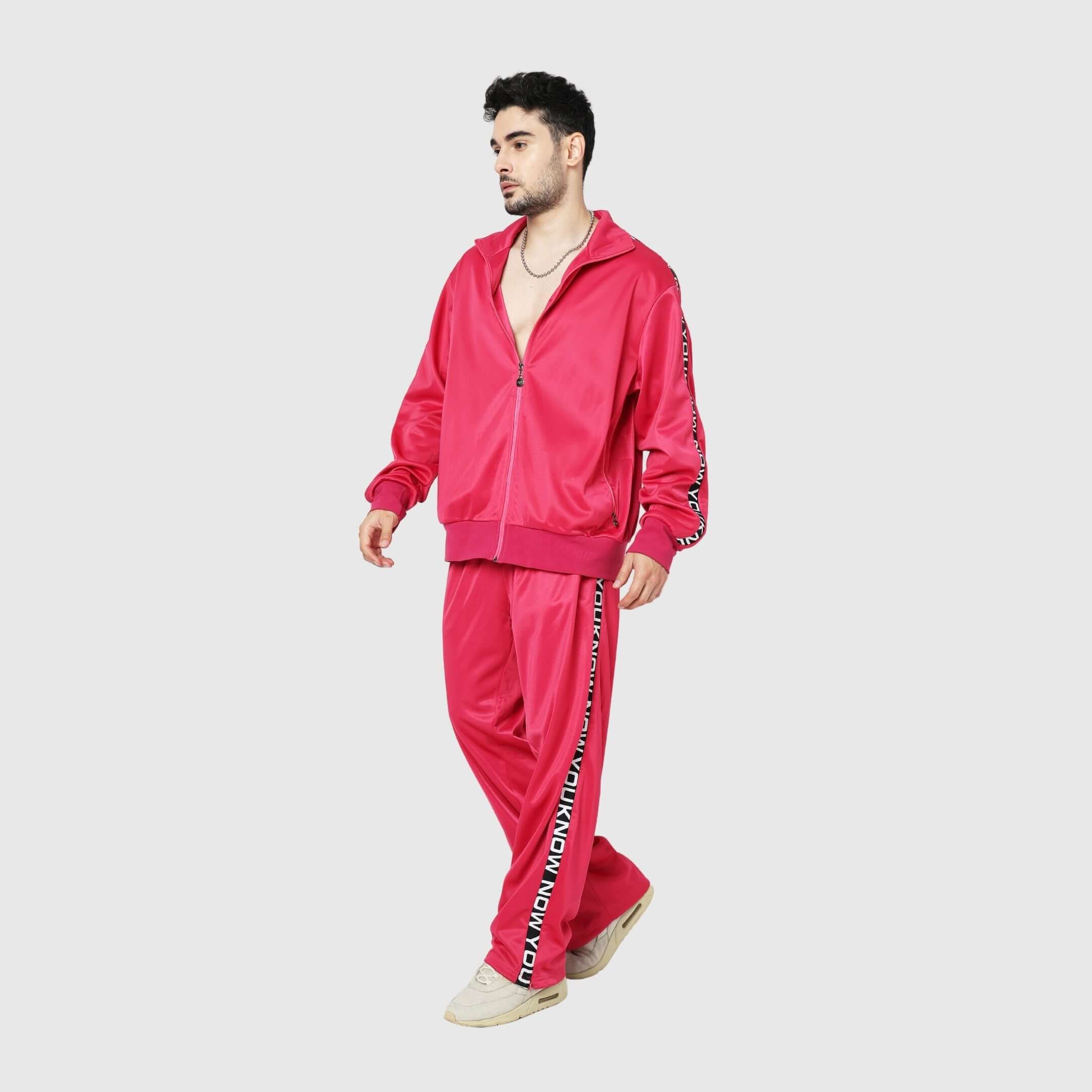 Red Solid Straight Fit Track Pants