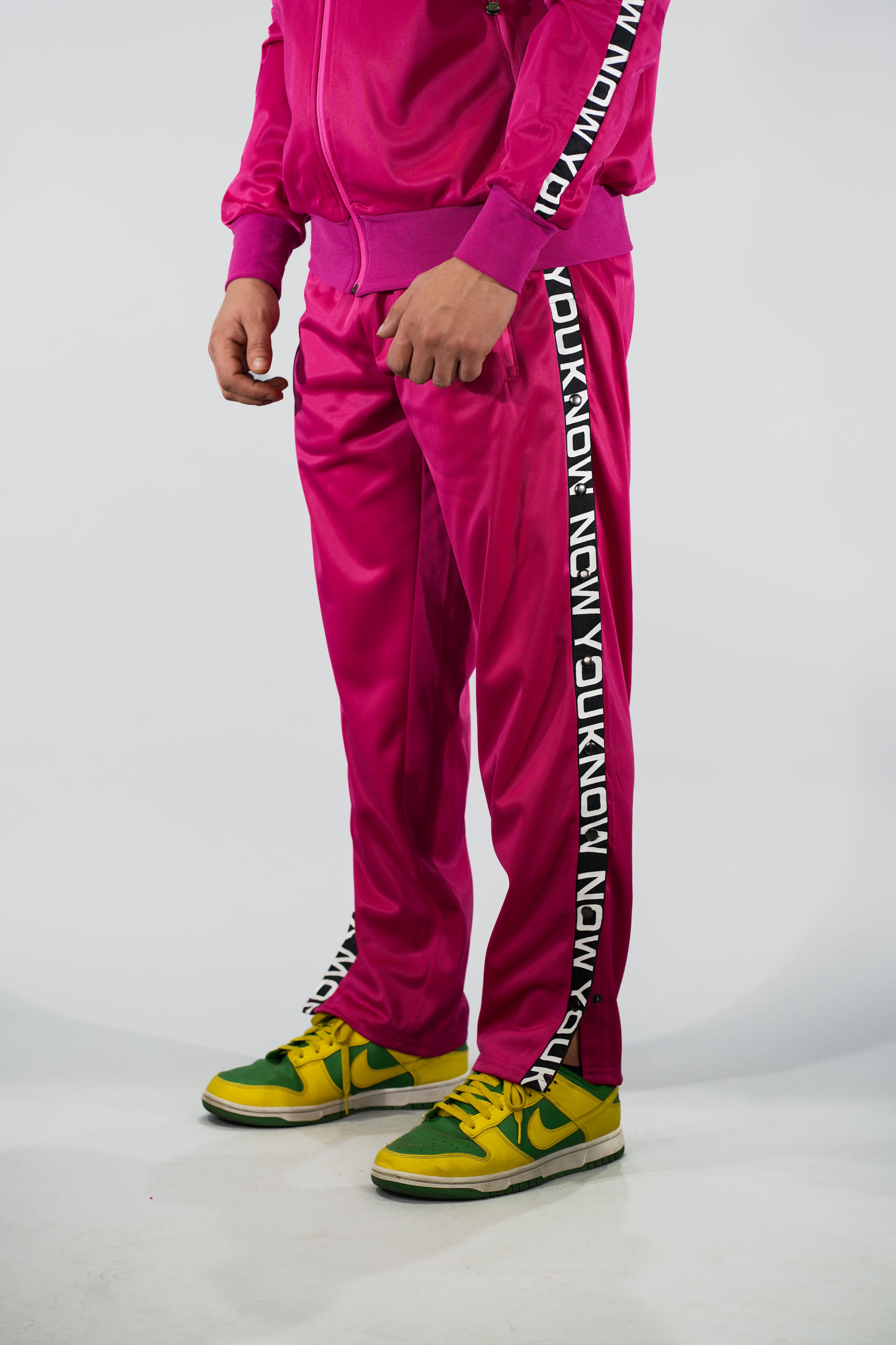 NYK Polyester Snap Button Track Pants - Pink