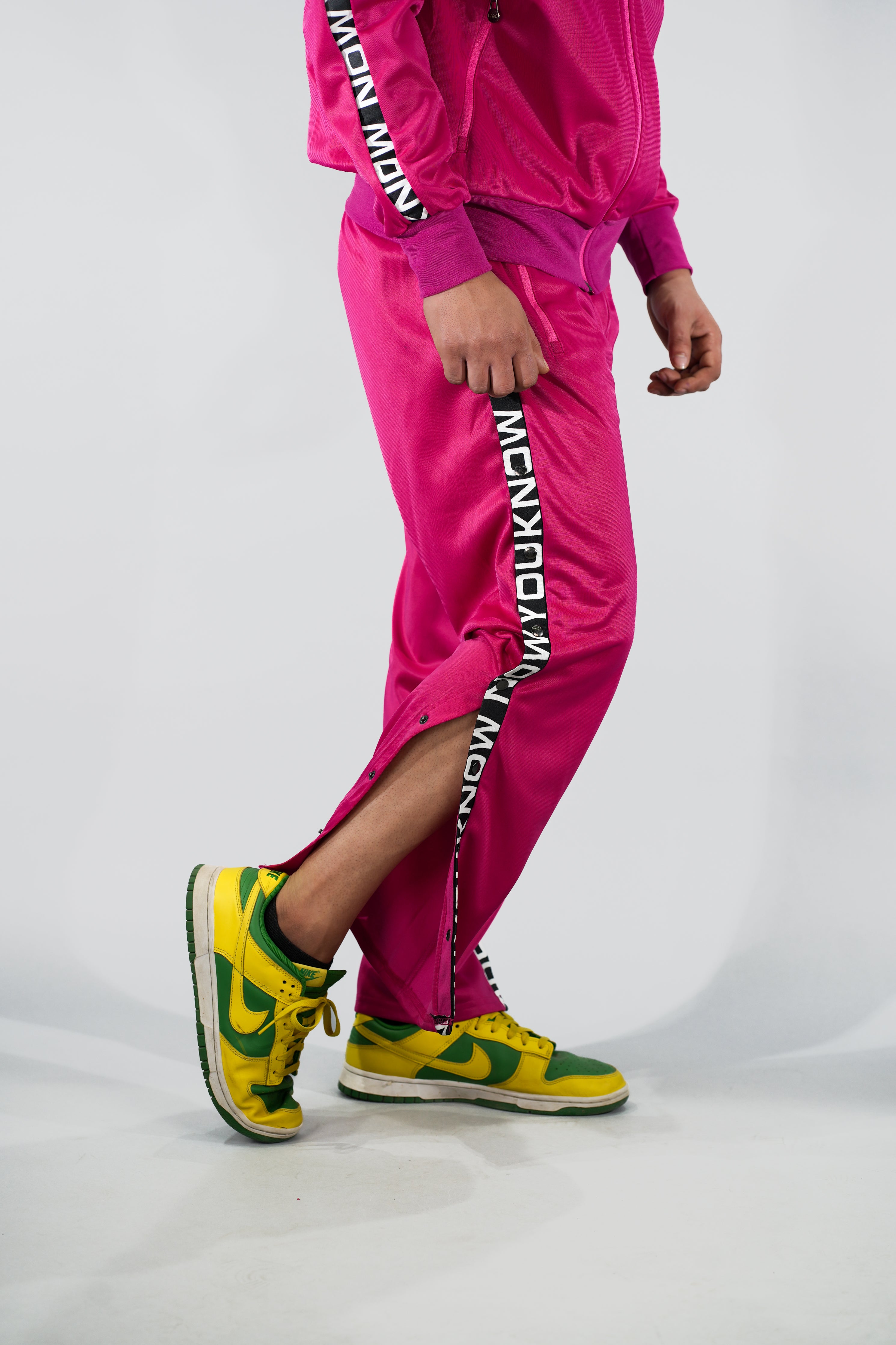 NYK Polyester Snap Button Track Pants - Pink