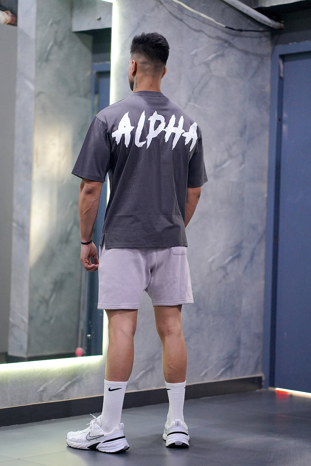 Grey Printed Oversized Fit T-Shirt